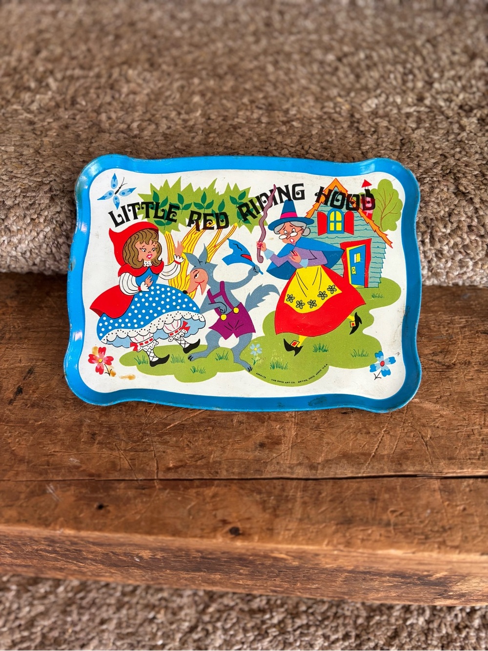 Blue Little Red Riding Hood Kids Tin Tray - Classic Storybook Design
